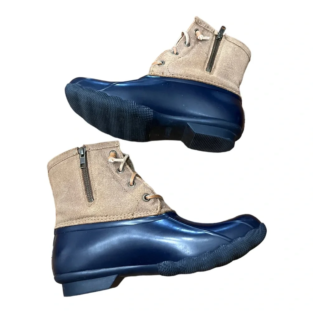 Sperry Saltwater Duck Boot Navy Waterproof Lower Leather Upper Women’s Size 9